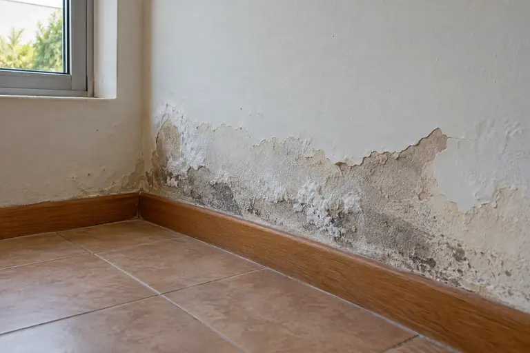 Illustration of visible damp damage to a building
